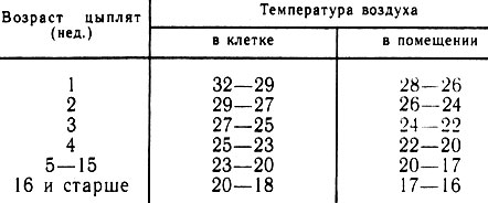 Таблица 3. Температурный режим в птичнике (°С)