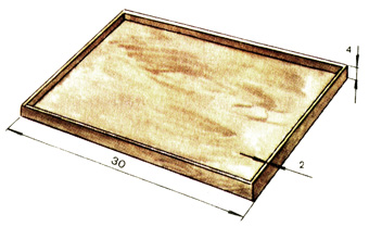 Рис. 9. Лотковая кормушка для цесарят (размеры в см)